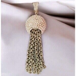 Vintage Corocraft Bold Tasseled Pendant 1950s Gold Tone